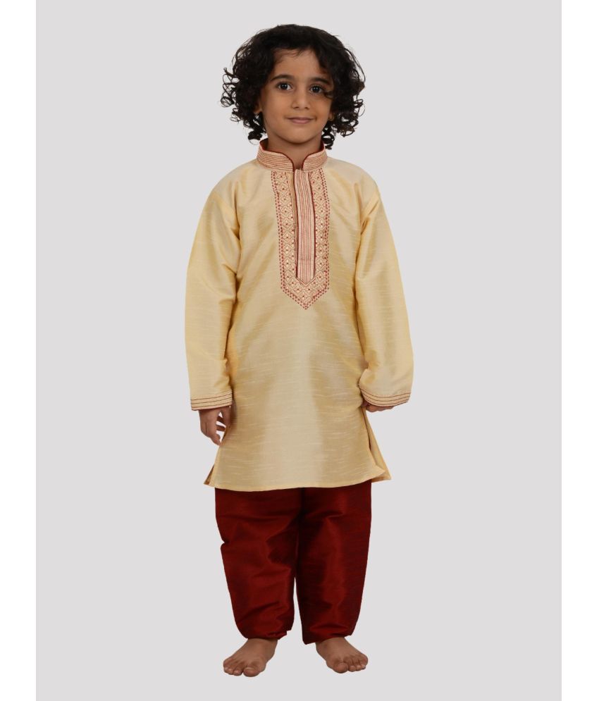     			Maharaja Pack of 1 Boys Silk Kurta Sets ( Gold )