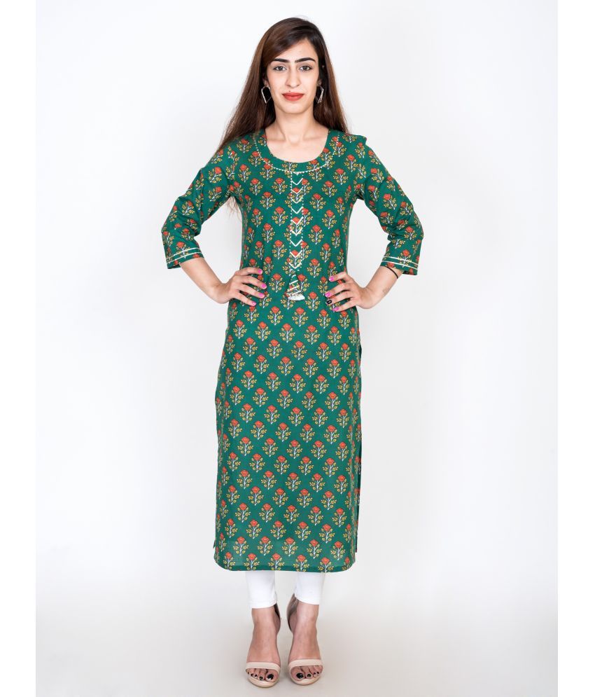     			Swasti - Green Cotton Women's Straight Kurti ( Pack of 1 )