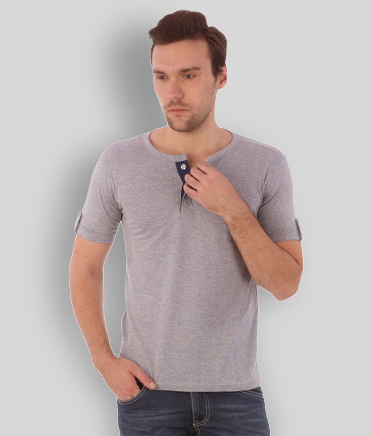     			Campus Sutra - Grey Melange Cotton Slim Fit Men's T-Shirt ( Pack of 1 )