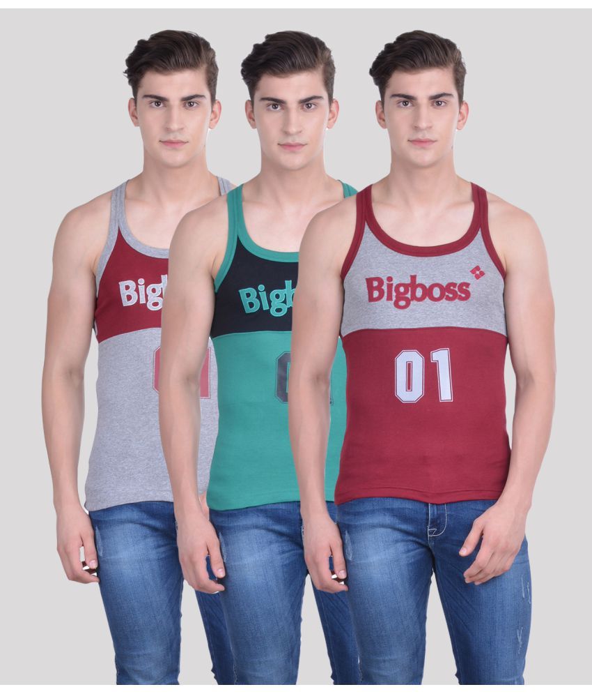     			Pack of 3 Dollar Bigboss Assorted Printed Cotton Blend Men Vest