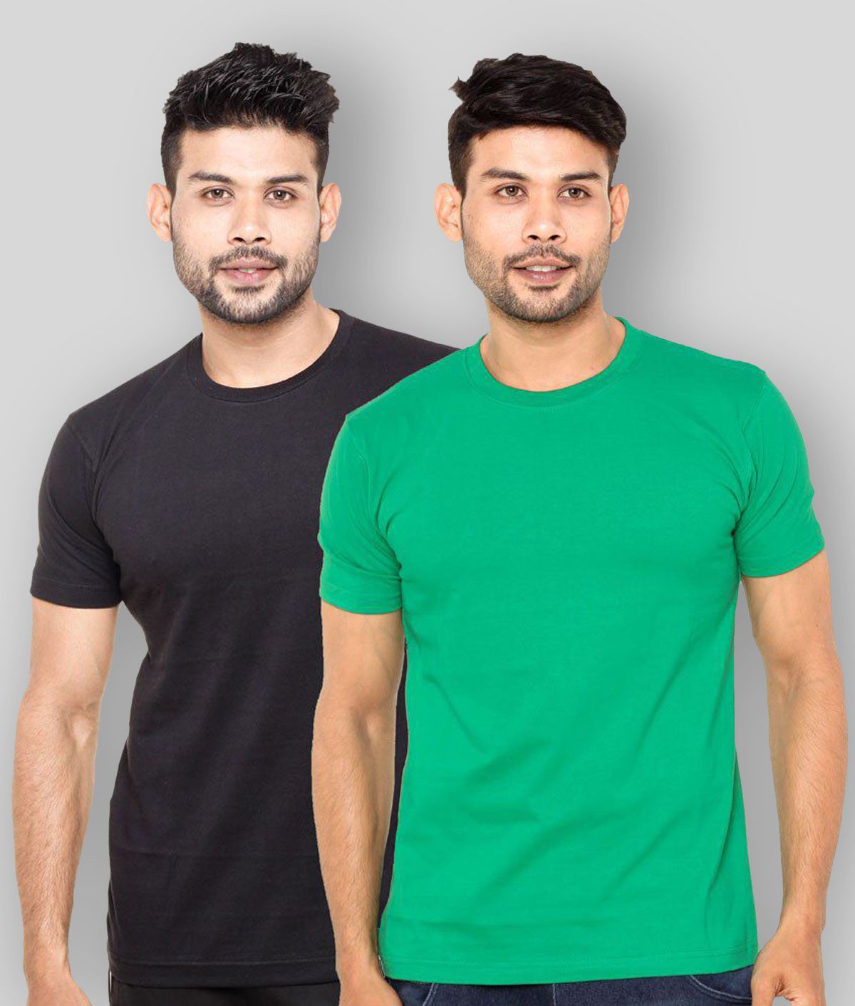     			FLEXIMAA - Black Cotton Regular Fit Men's T-Shirt ( Pack of 2 )