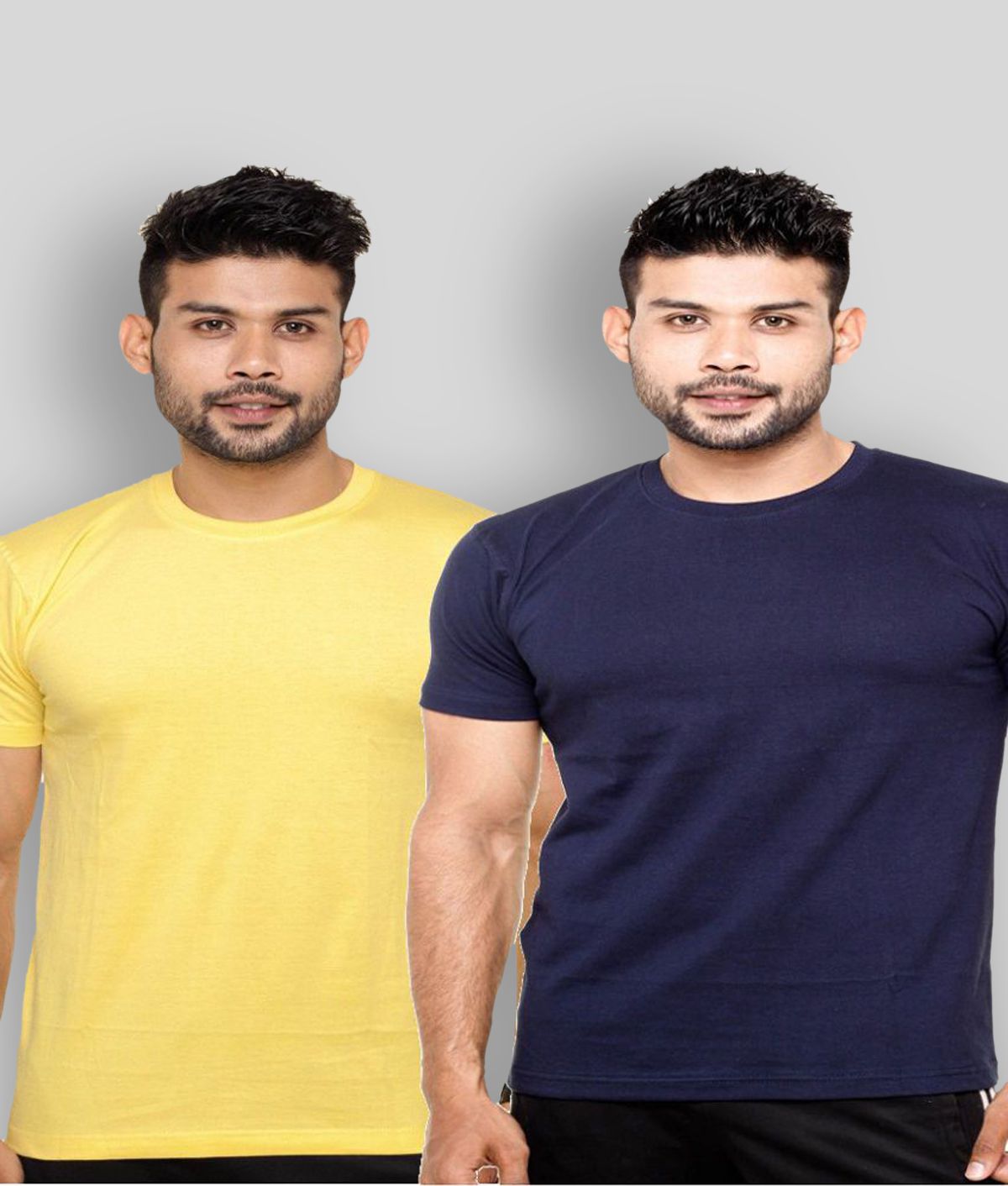     			FLEXIMAA - Yellow Cotton Regular Fit Men's T-Shirt ( Pack of 2 )