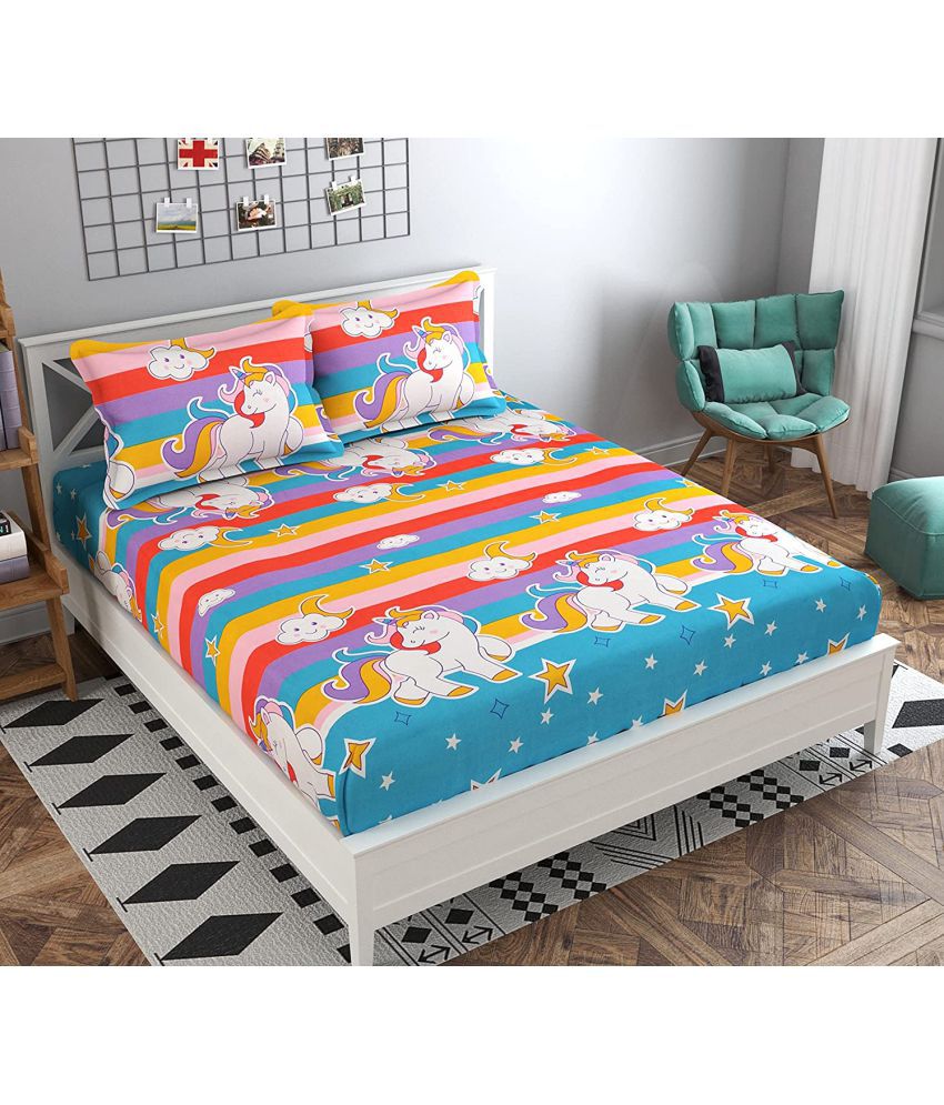     			Home Style - Multicolor Polyester Double Bedsheet with 2 Pillow Covers