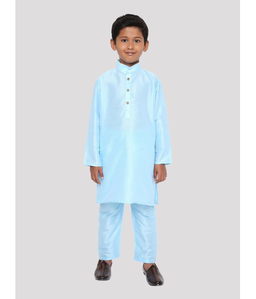     			Maharaja Boys Silk Textured - Pattern Kurta Pant Set ( Blue , Pack of 1 )