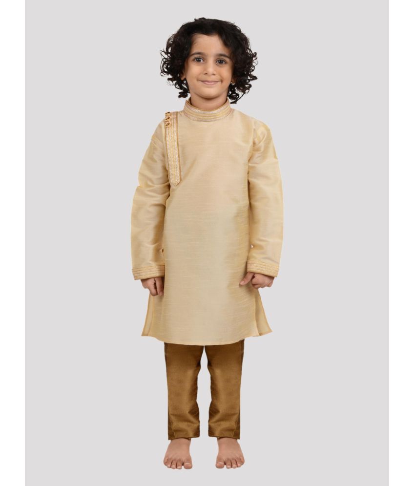     			Maharaja - Gold Silk Boys Kurta With Pyjama ( Pack of 1 )