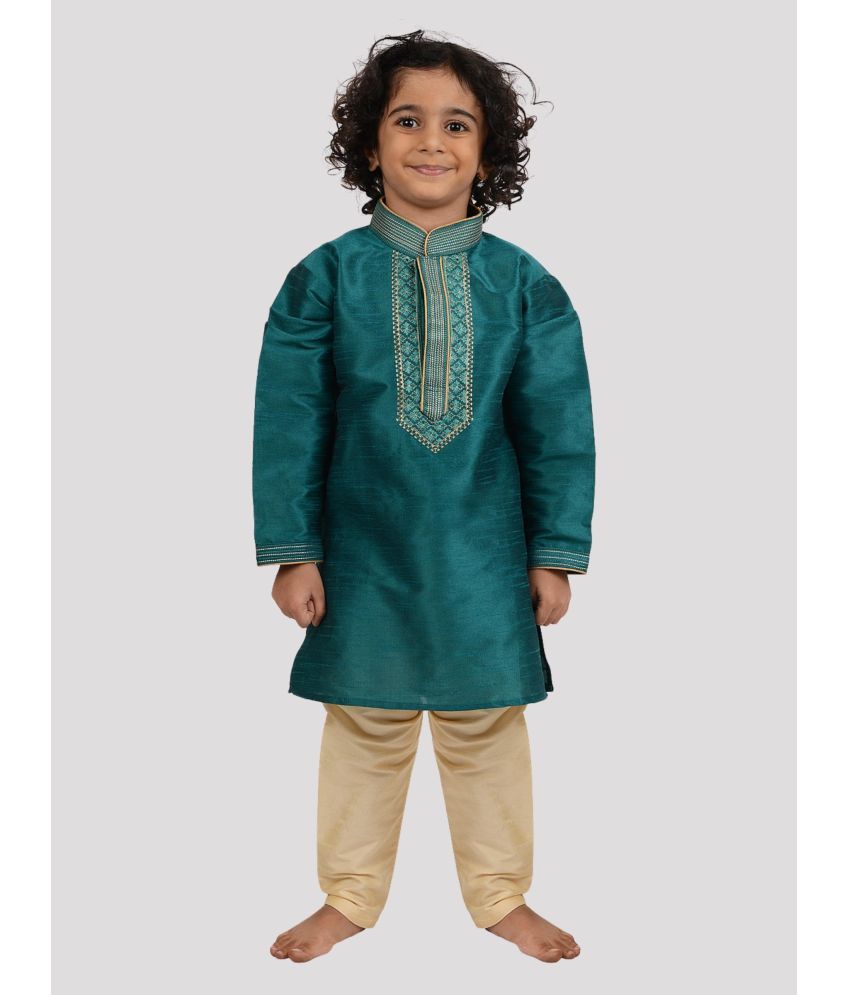     			Maharaja Pack of 1 Boys Silk Kurta Sets ( Green )