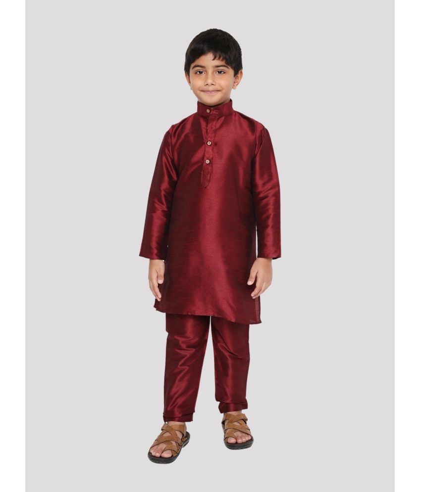     			Maharaja - Maroon Silk Boys Kurta With Pyjama ( Pack of 1 )