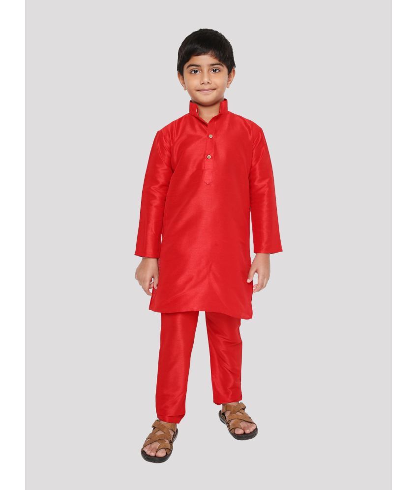     			Maharaja Pack of 1 Boys Silk Kurta Sets ( Red )