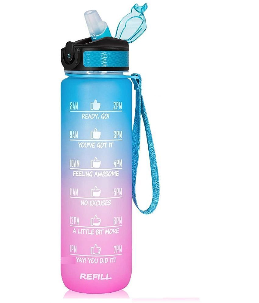 Motivational Fitness Sports Leak proof Water Bottle with Time Marker - Multicolour Water Bottle ( Pack of 1 ) - Multicolour