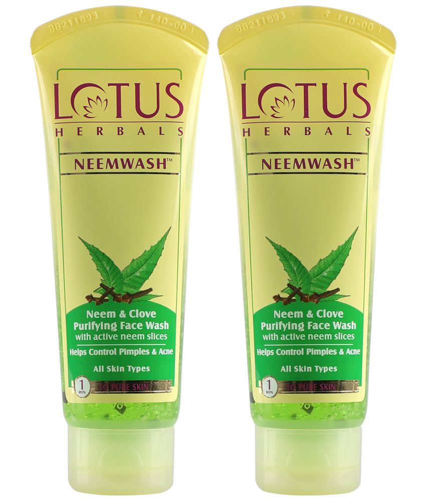     			Lotus Herbals Neemwash Neem & Clove Ultra, Purifying Face Wash With Active Neem Slices Pack of 2