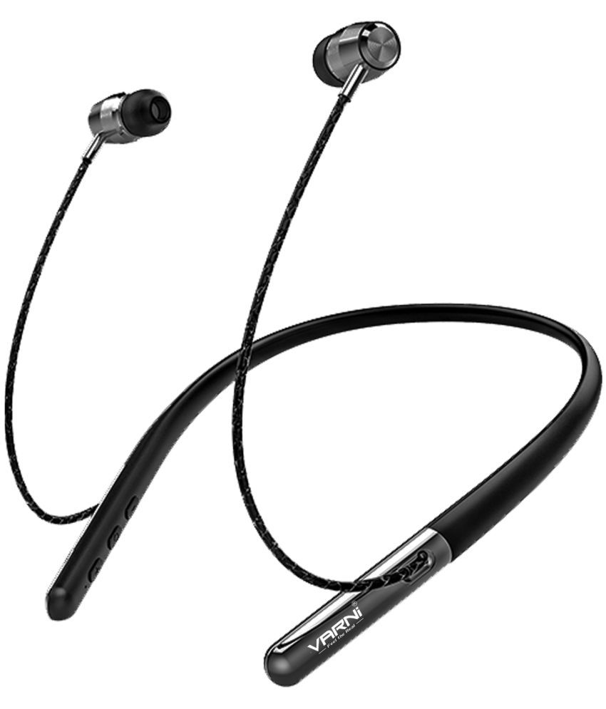 Varni B1060 In Ear Bluetooth Neckband 25 Hours Playback IPX5(Splash & Sweat Proof) Active Noise cancellation -Bluetooth Black
