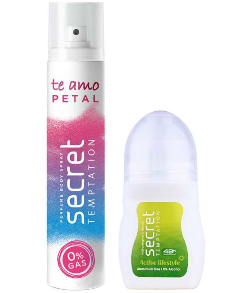     			secret temptation Active Lifestyle Roll-on 50ml & Petal Body Spary 120ml,Combo Pack of 2 for Women (2 Items in the set)