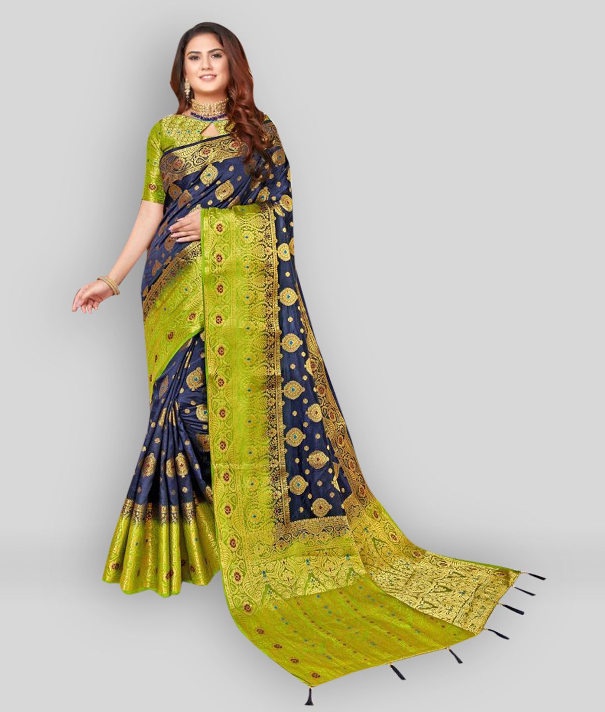     			Darshita International - Multicolor Silk Saree With Blouse Piece (Pack of 1)