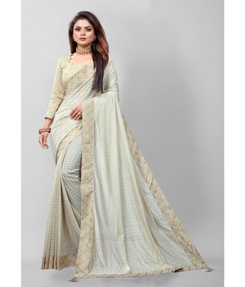     			Gazal Fashions - Beige Brasso Saree With Blouse Piece ( Pack of 1 )