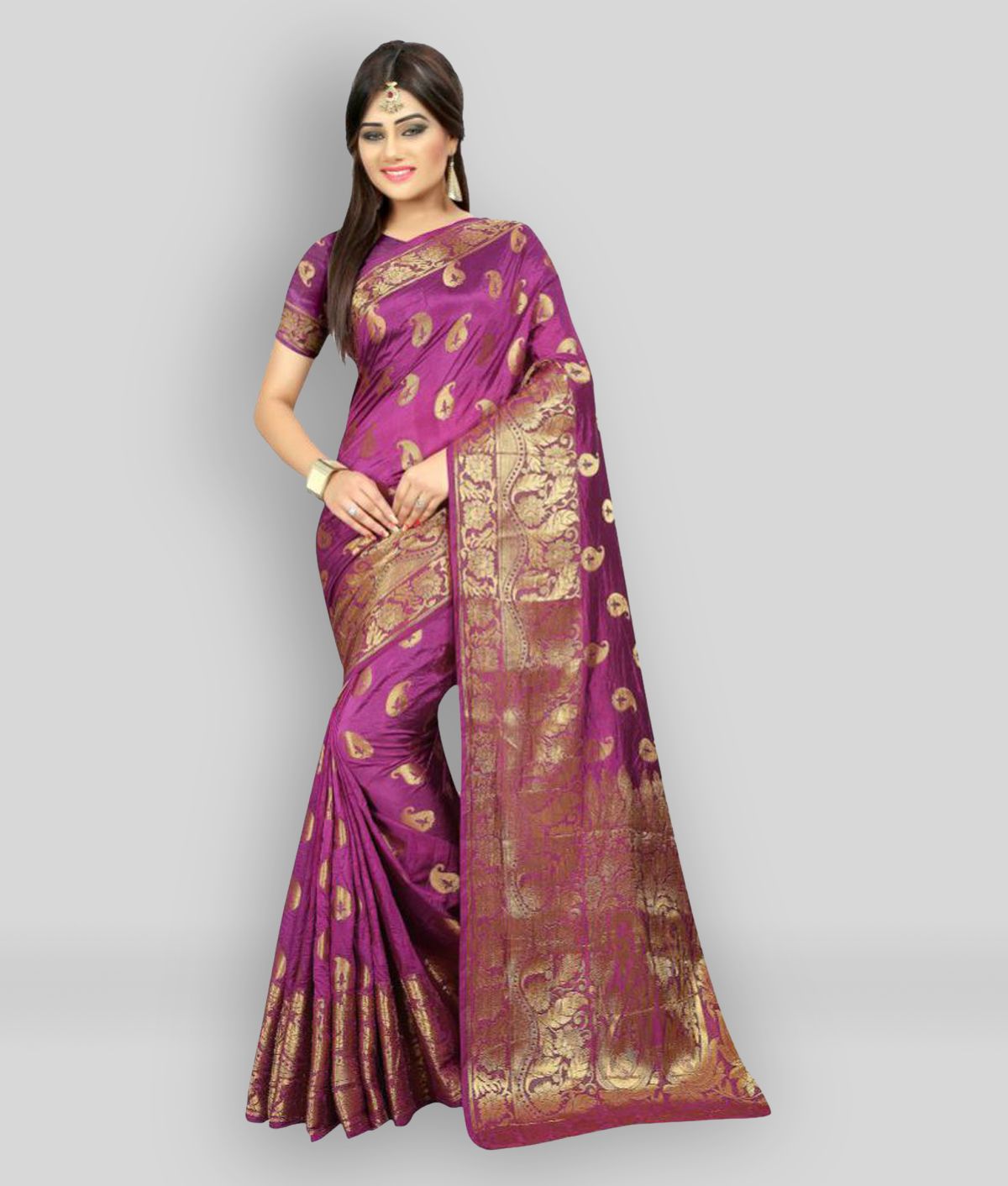     			Gazal Fashions - Pink Silk Saree With Blouse Piece ( Pack of 1 )