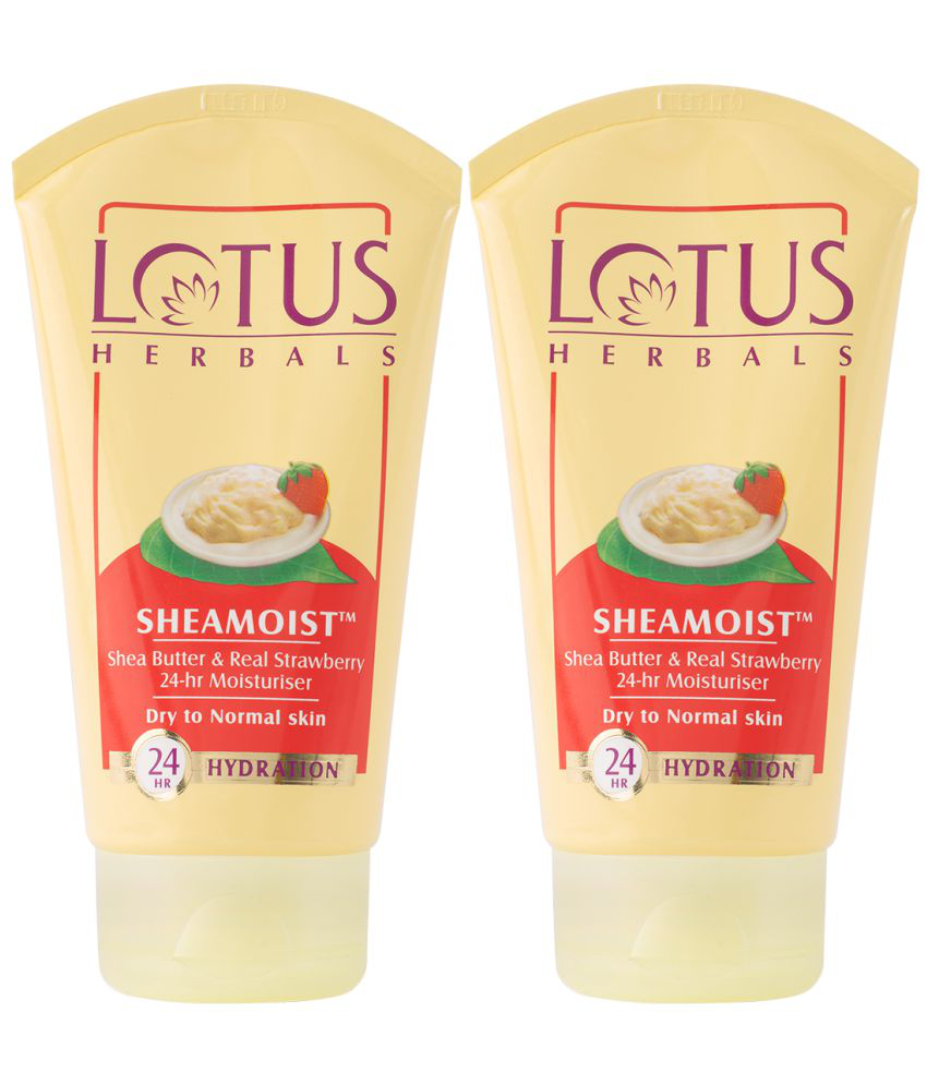     			Lotus Herbals Sheamoist Shea Butter & Real Strawberry 24Hr Moisturiser, Pack of 2