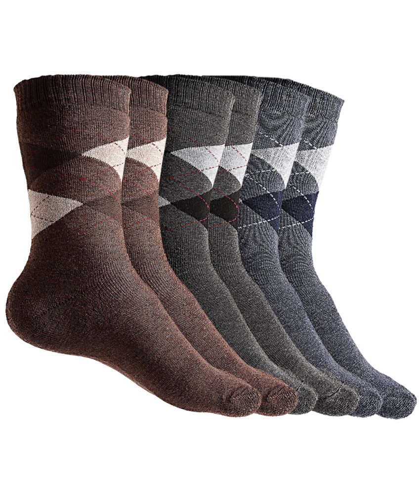     			Texlon - Multicolor Woollen Men's Mid Length Socks ( Pack of 3 )
