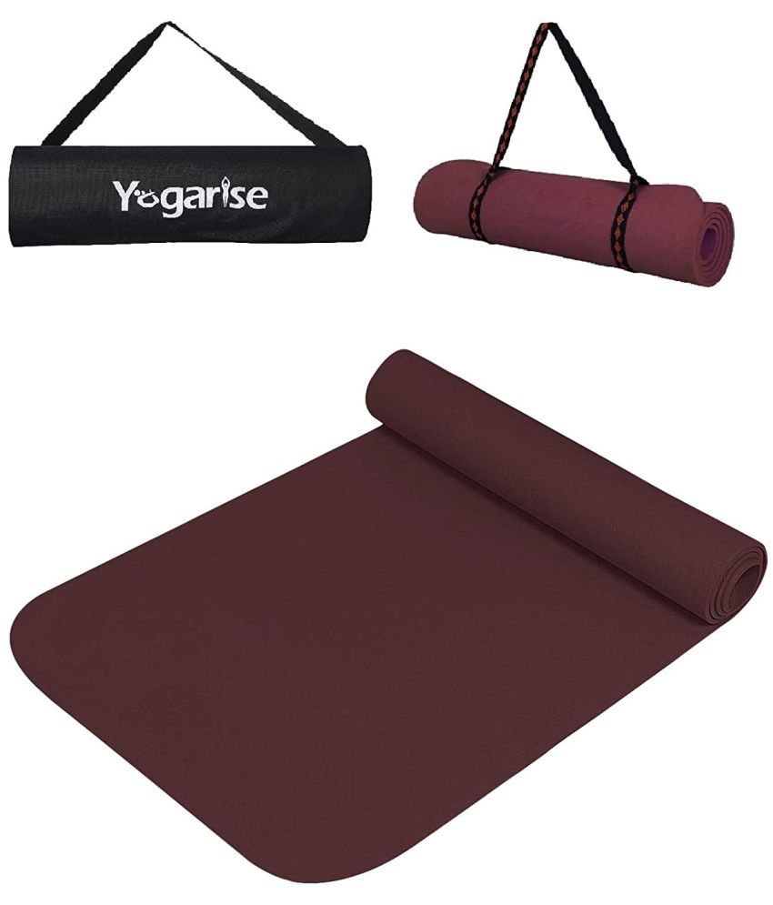     			Yogarise 4mm Anti-Skid Yoga Mat with Carry Bag & Strap For Home Gym & Outdoor Workout, Water-Resistant, Soft, Easy to Fold, EVA Material (Wine)