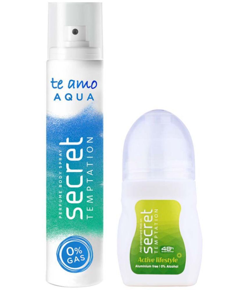     			secret temptation Active Lifestyle Roll-on 50ml & Aqua Body Spary 120ml,Combo Pack of 2 for Women (2 Items in the set)