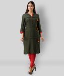 Frionkandy - Green Rayon Women's Straight Kurti ( Pack of 1 )