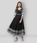 Yash Gallery - Black Cotton Women's Angrakha Kurti ( Pack of 1 )