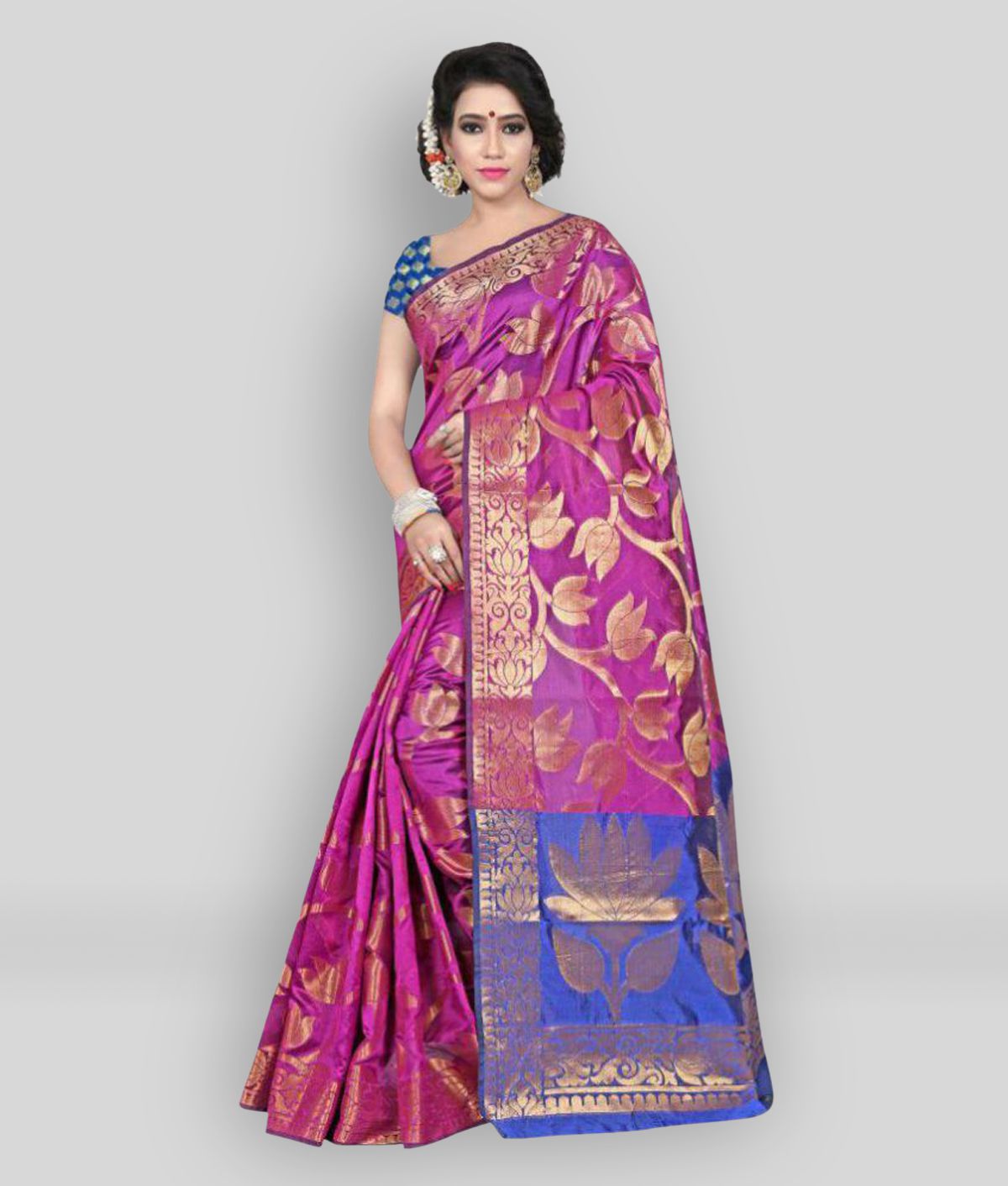     			Gazal Fashions - Pink Silk Saree With Blouse Piece (Pack of 1)