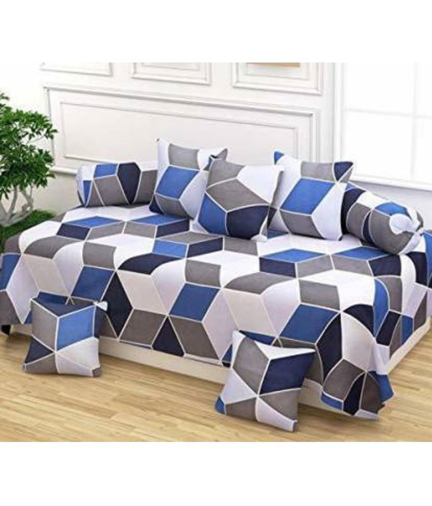     			Home Style Polyester Multi Abstract Diwan Set 8 Pcs Set of 3