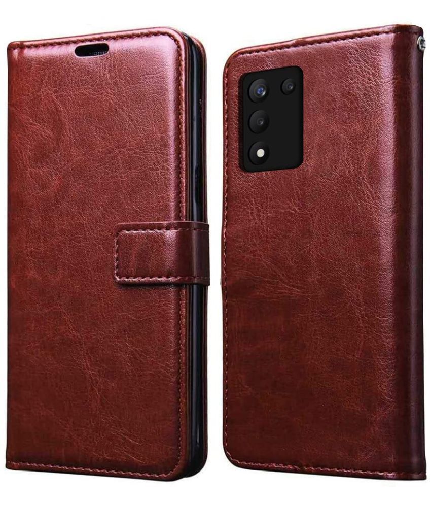     			Megha Star - Brown Flip Cover Compatible For Realme 9 Pro Plus ( Pack of 1 )