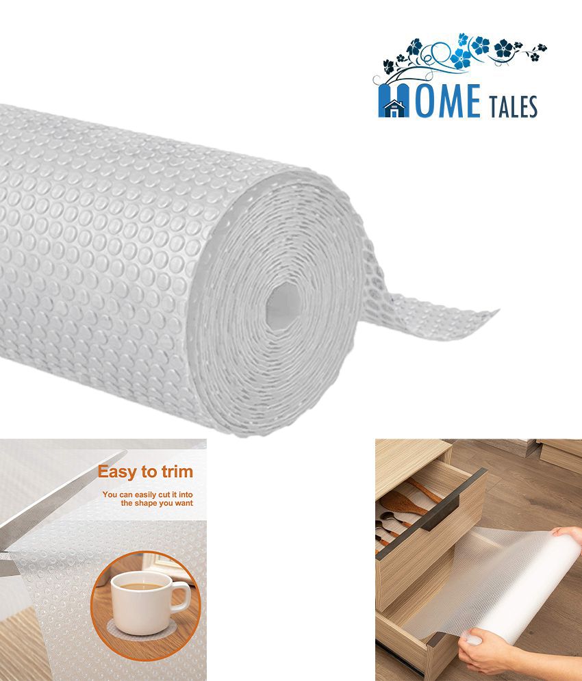     			HOMETALES Multipurpose ( 45 cm X 1.5 m) EVA Anti-Slip Mat Liners For Bathroom, Kitchen, Fridge & Table Mat -White (Round Dot Pattern)