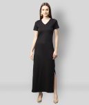 Rigo - Black Cotton Women's Side Slit Dress ( Pack of 1 )