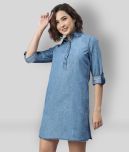 StyleStone - Blue Denim Women's Shirt Dress ( Pack of 1 )