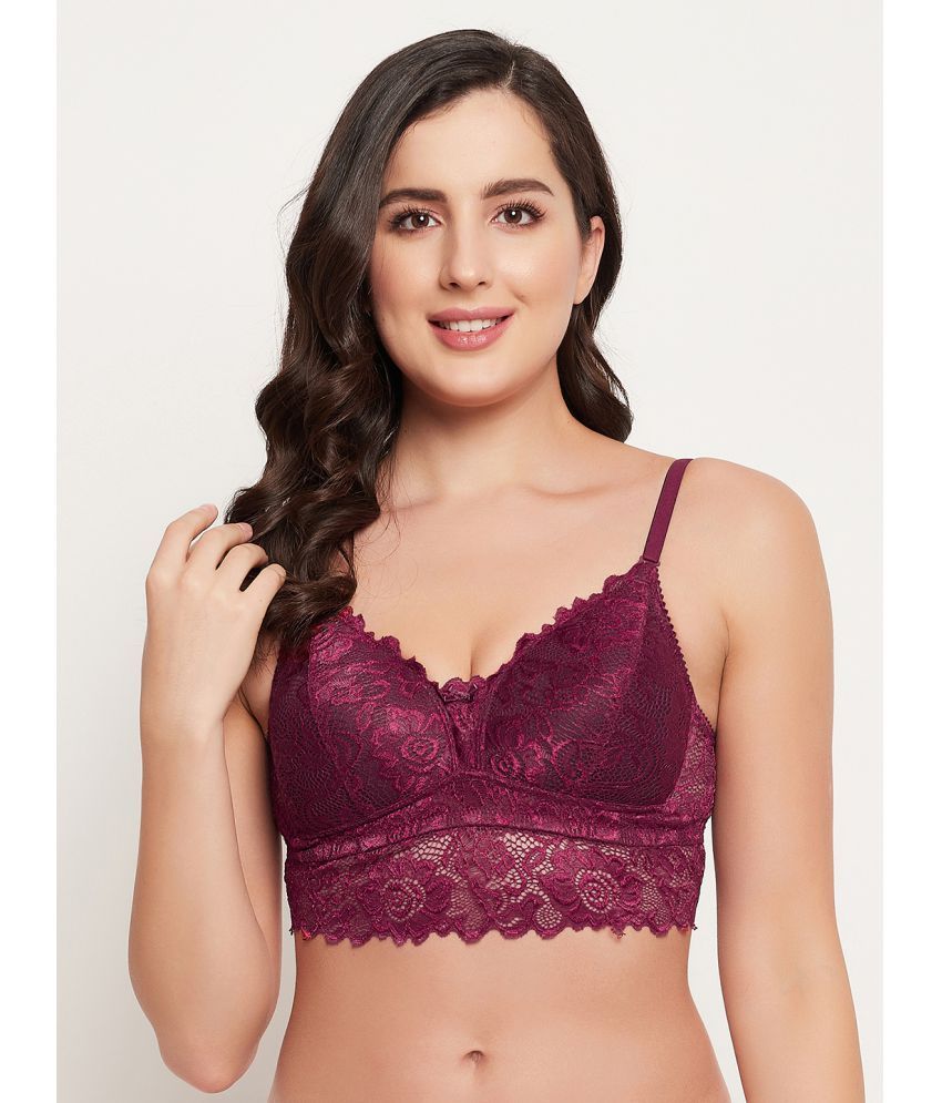     			Clovia - Maroon Lace Lightly Padded Women's Bralette Bra ( Pack of 1 )