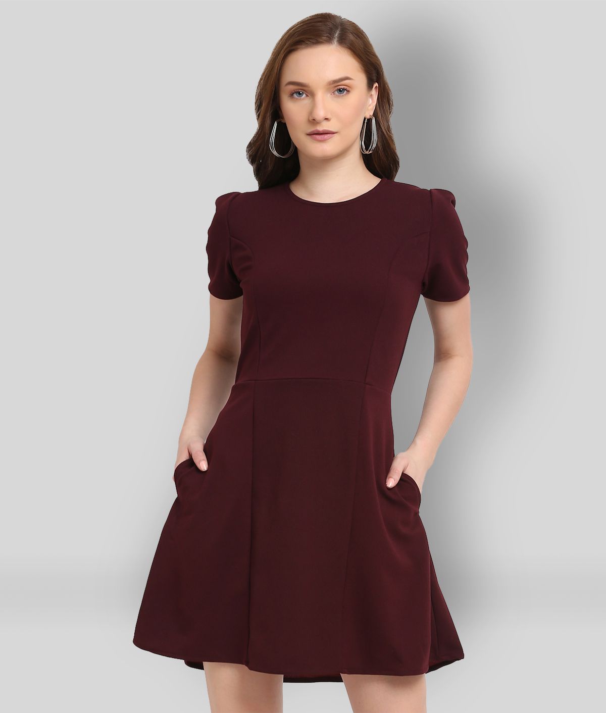 La Zoire - Maroon Polyester Women's Fit & Flare Dress ( Pack of 1 )