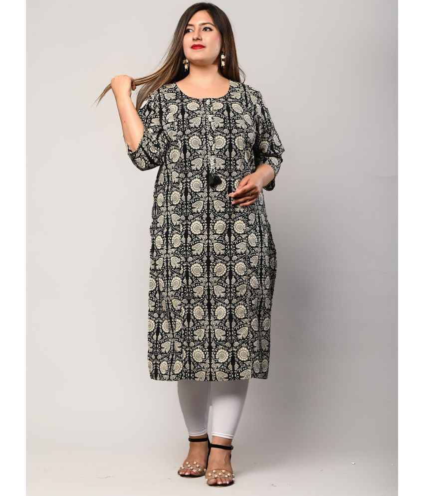     			Swasti - Black Cotton Women's Straight Kurti ( Pack of 1 )