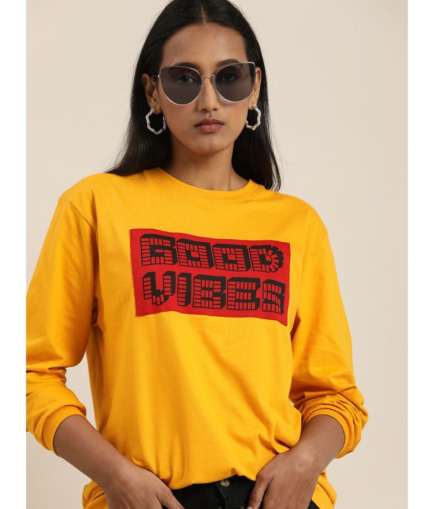     			Difference of Opinion - Yellow Cotton Loose Fit Women's T-Shirt ( Pack of 1 )