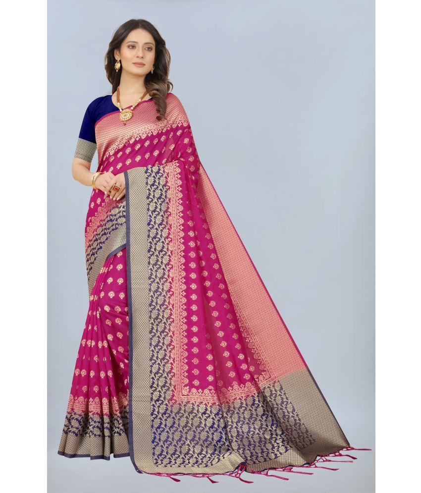 NENCY FASHION - Peach Bangalore Silk Saree With Blouse Piece ( Pack of 1 )