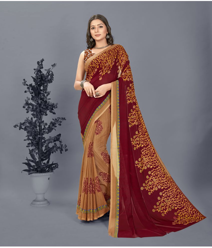     			Anand Sarees - Beige Georgette Saree With Blouse Piece ( Pack of 1 )