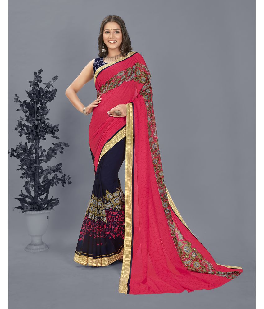     			ANAND SAREES - Pink Georgette Saree With Blouse Piece ( Pack of 1 )