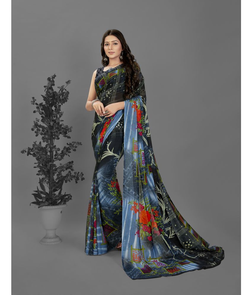     			Anand Sarees - Grey Georgette Saree With Blouse Piece ( Pack of 1 )