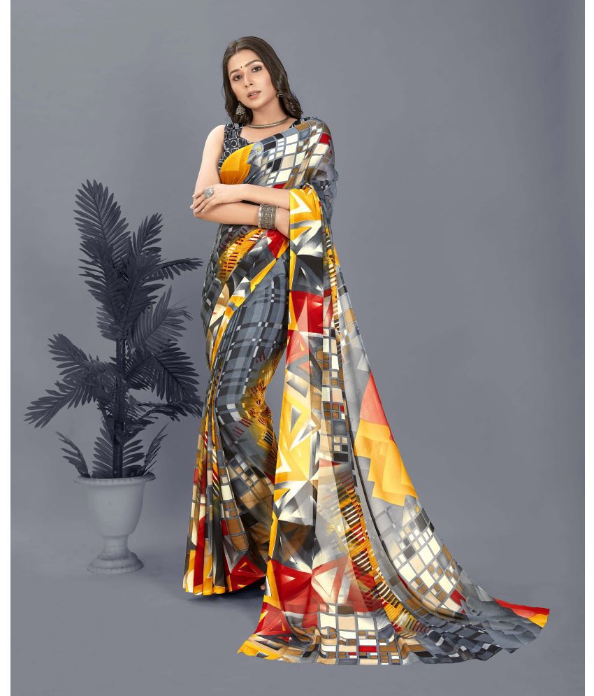     			Anand Sarees - Grey Georgette Saree With Blouse Piece ( Pack of 1 )
