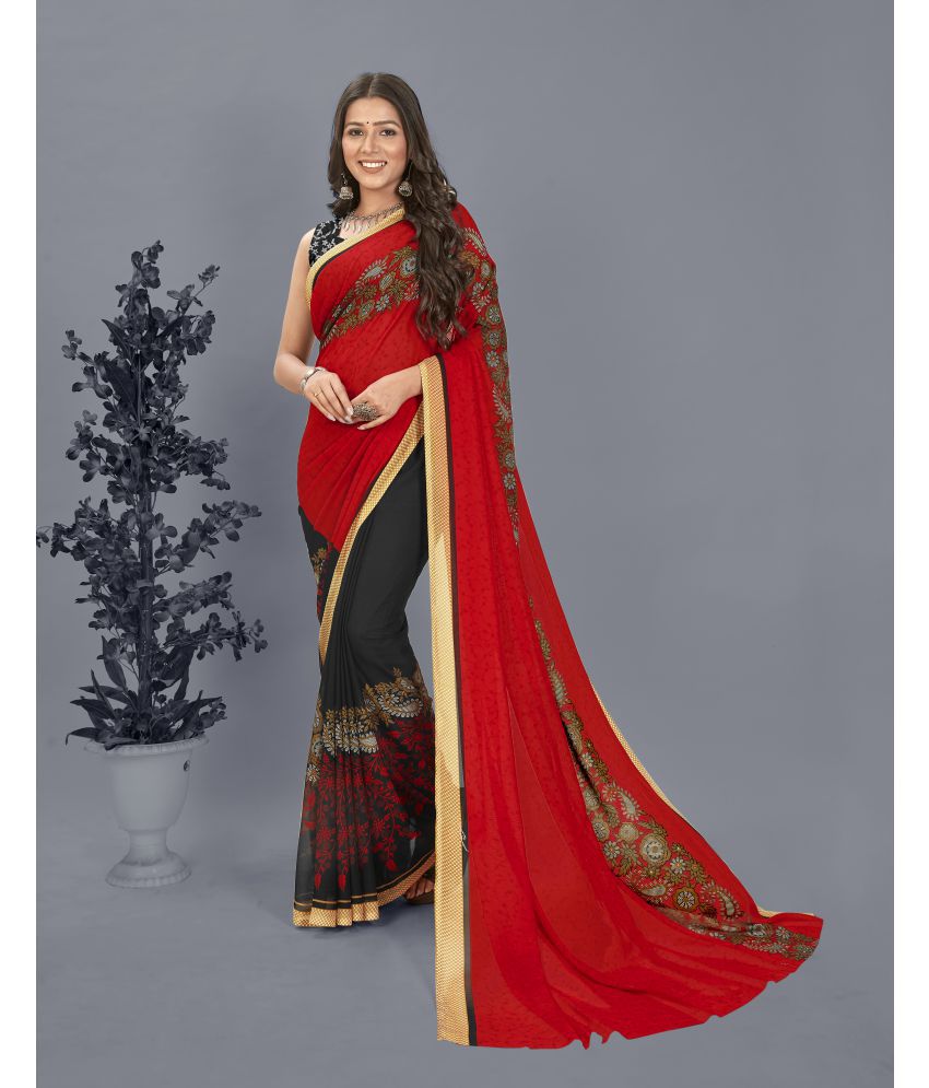     			ANAND SAREES - Red Georgette Saree With Blouse Piece ( Pack of 1 )