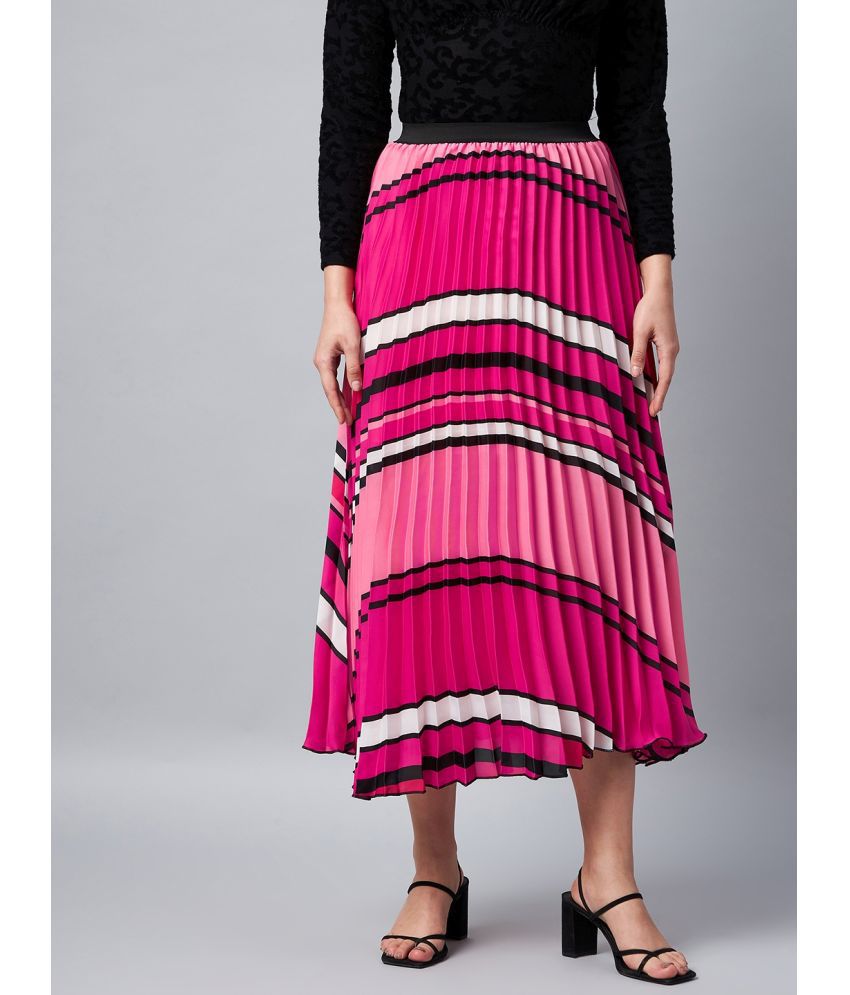     			StyleStone - Pink Satin Women's Flared Skirt ( Pack of 1 )