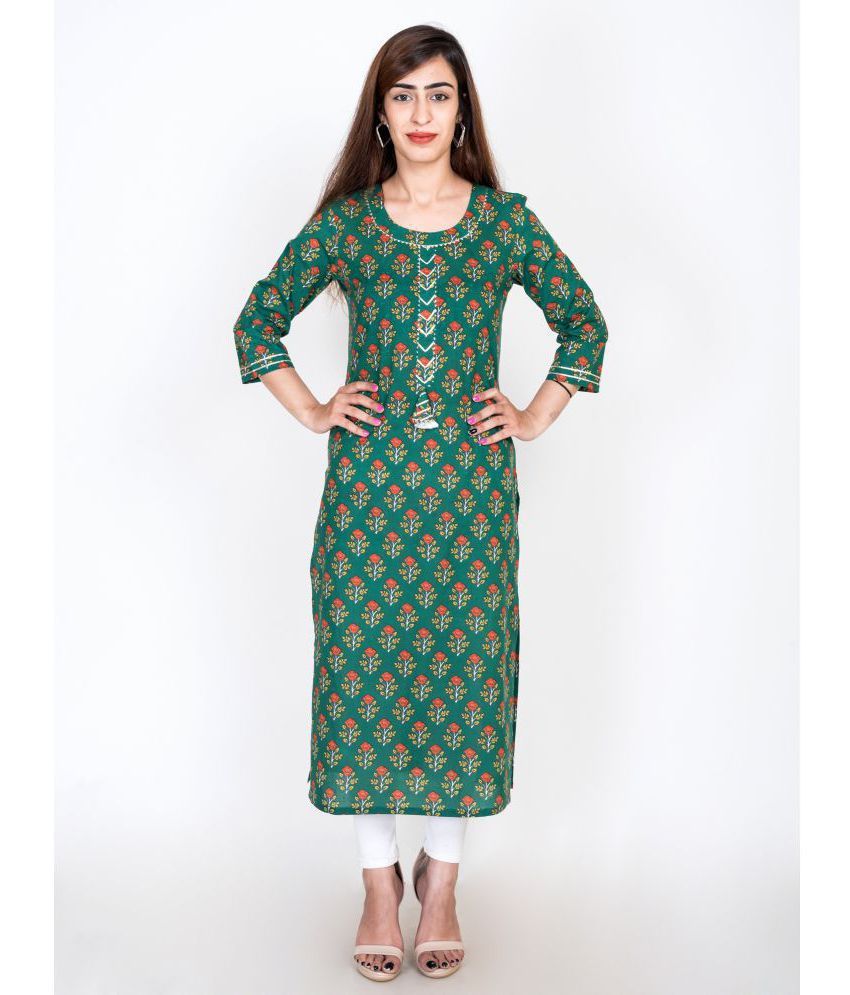     			Swasti - Green Cotton Women's Straight Kurti ( Pack of 1 )