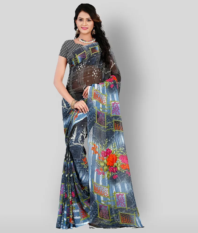 Buy Anand Sarees Floral Print Daily Wear Georgette Multicolor Sarees Online  @ Best Price In India | Flipkart.com