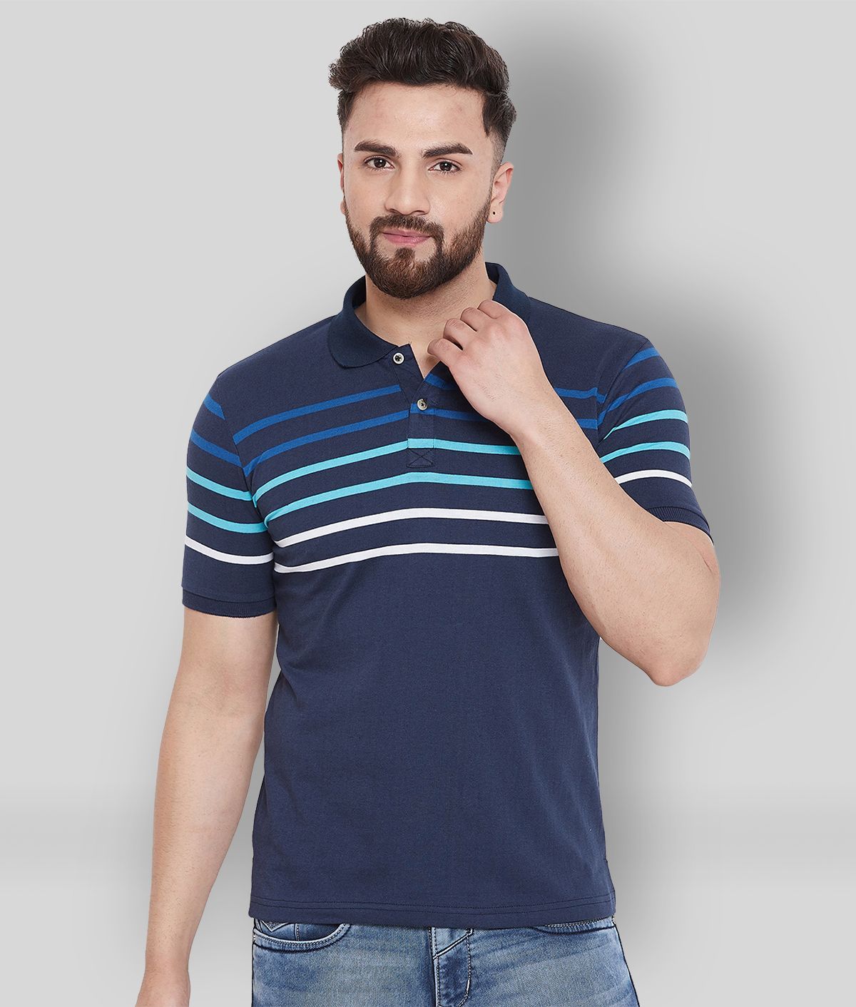     			AUSTIN WOOD - Navy Cotton Blend Regular Fit Men's Polo T Shirt ( Pack of 1 )