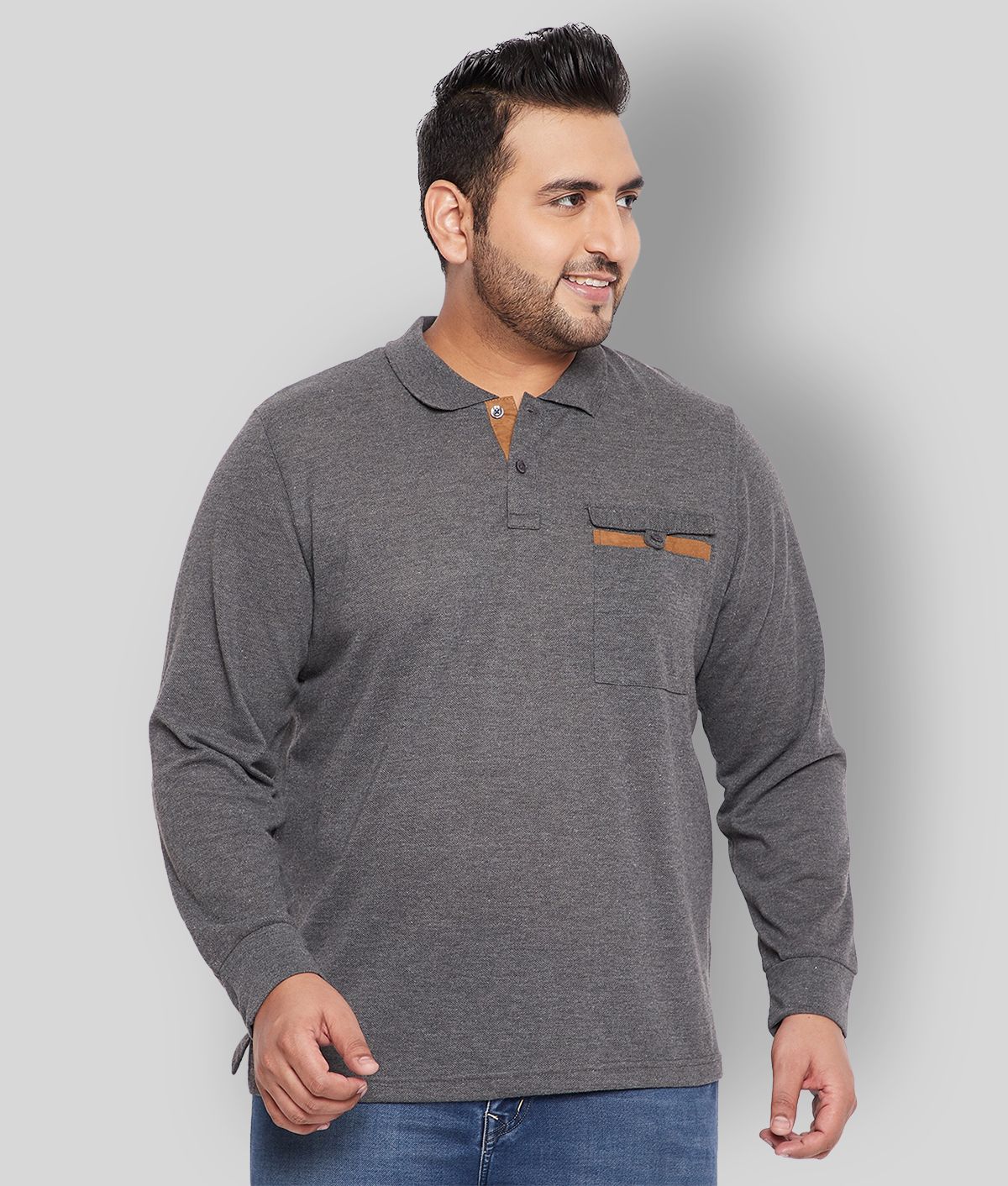     			AUSTIVO - Grey Melange Cotton Regular Fit Men's Polo T Shirt ( Pack of 1 )