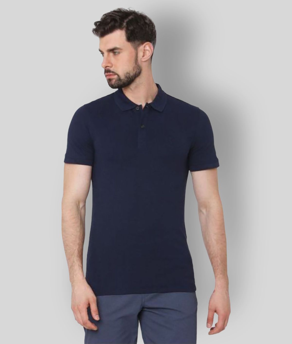     			FASHION365 - Navy Cotton Blend Slim Fit Men's Polo T Shirt ( Pack of 1 )