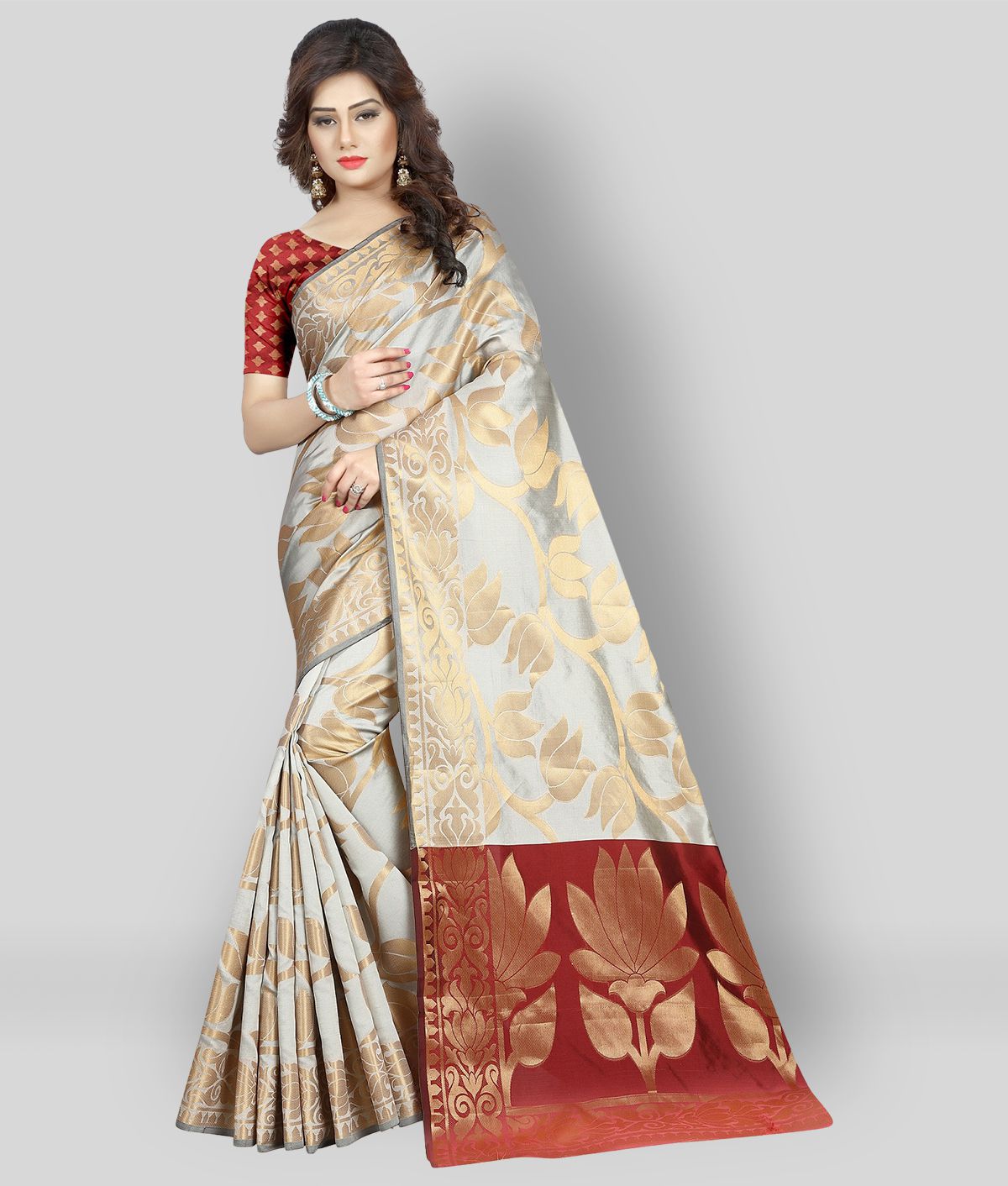 Gazal Fashions - Multicolor Silk Saree With Blouse Piece (Pack of 1)