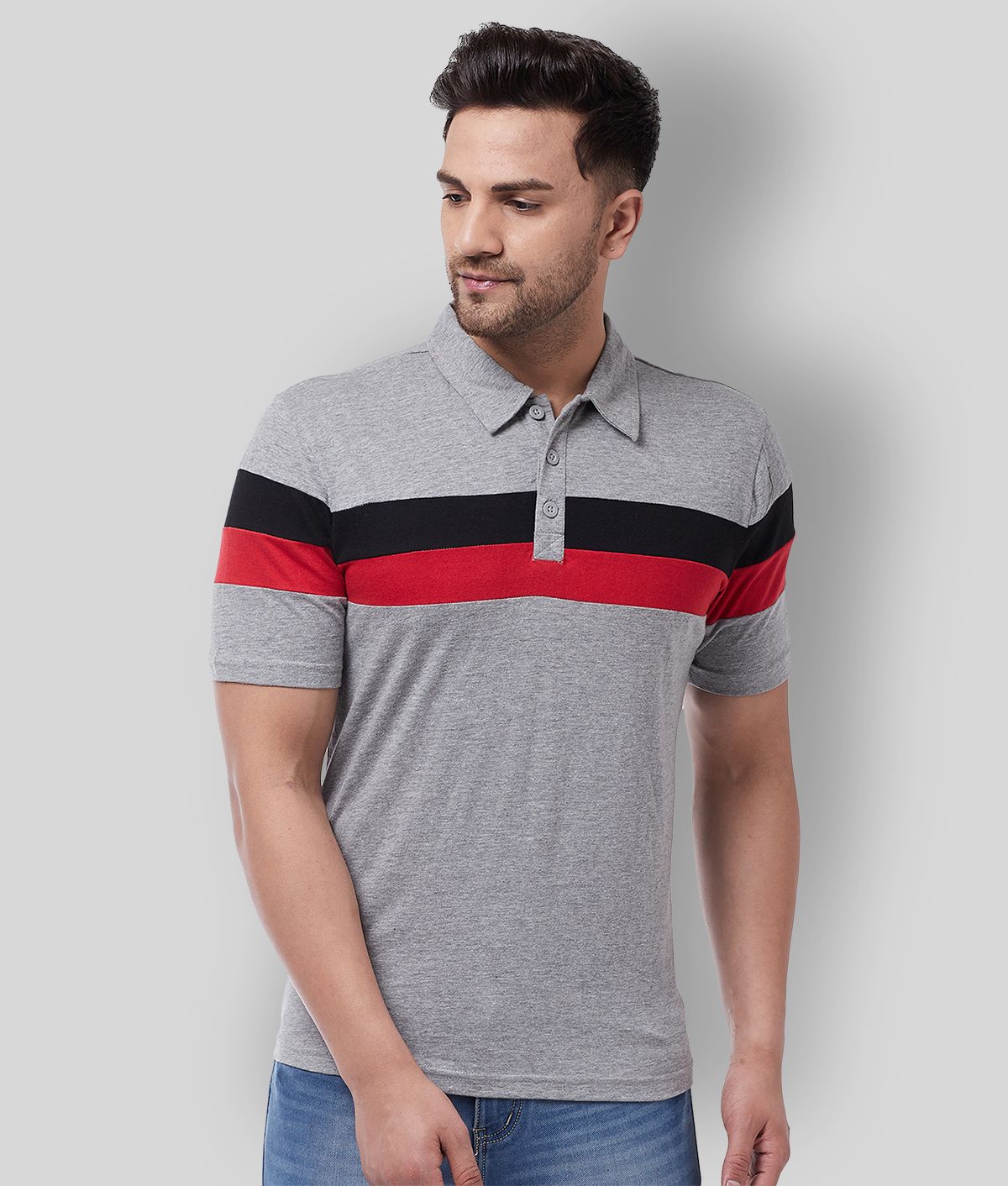     			Gritstones - Grey Cotton Blend Regular Fit Men's Polo T Shirt ( Pack of 1 )