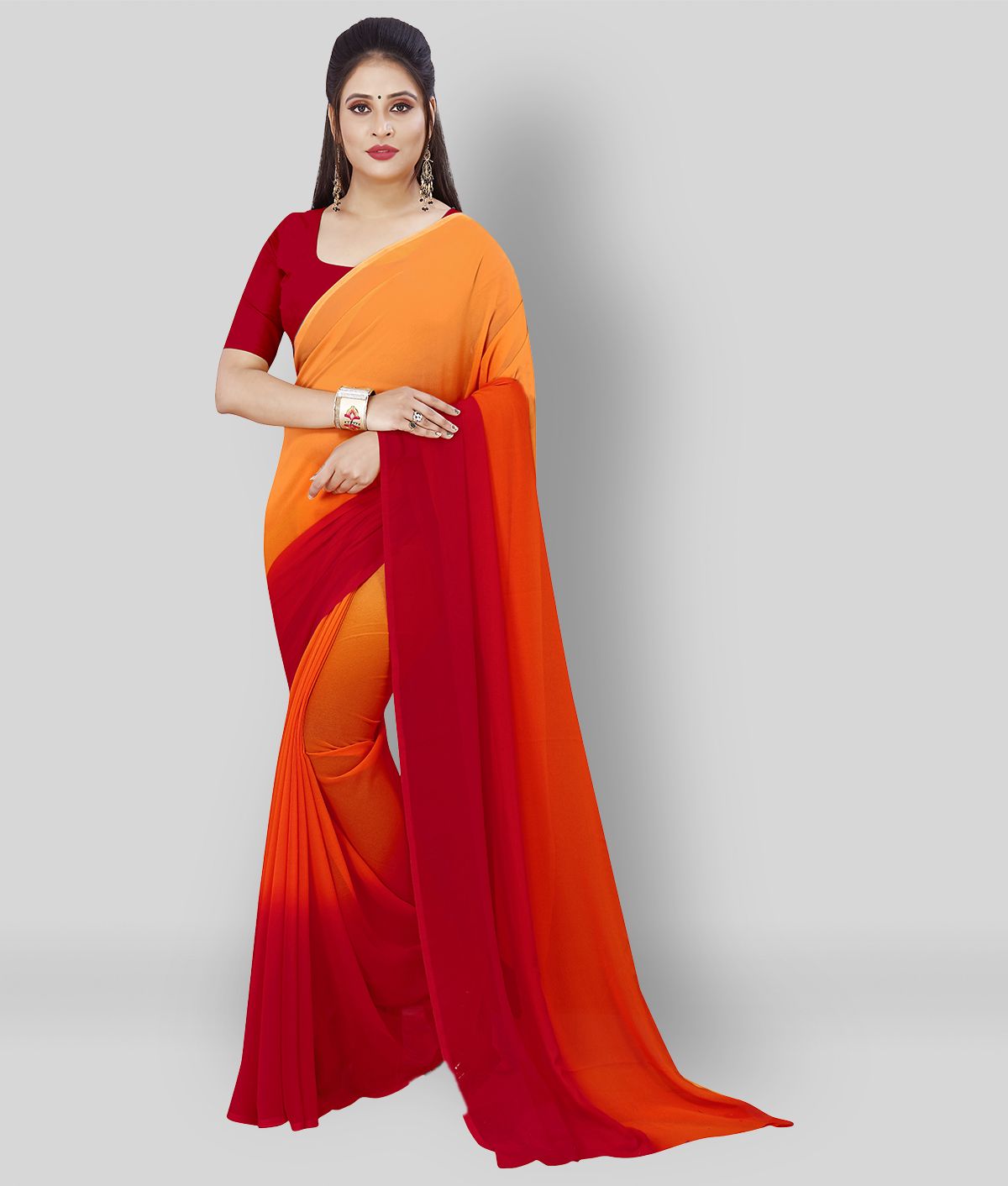     			ANAND SAREES - Orange Georgette Saree With Blouse Piece ( Pack of 1 )